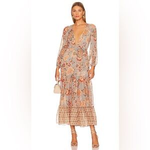 MISA SHEER ANAHITA DRESS IN FLORA TILE MIX - SIZE LARGE